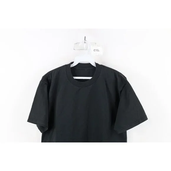 Vintage 90s Streetwear Mens Size Medium Faded Blank Short Sleeve T-Shirt Black - Picture 2 of 7
